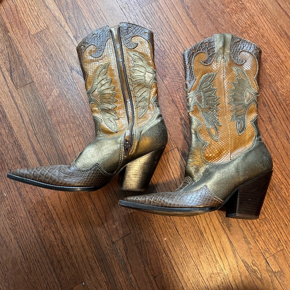 Vintage Para Raio Faux Python Leather Cowboy boots